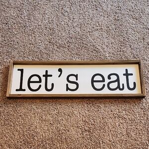 Rustic Black and White 'Let's Eat' Wall Art